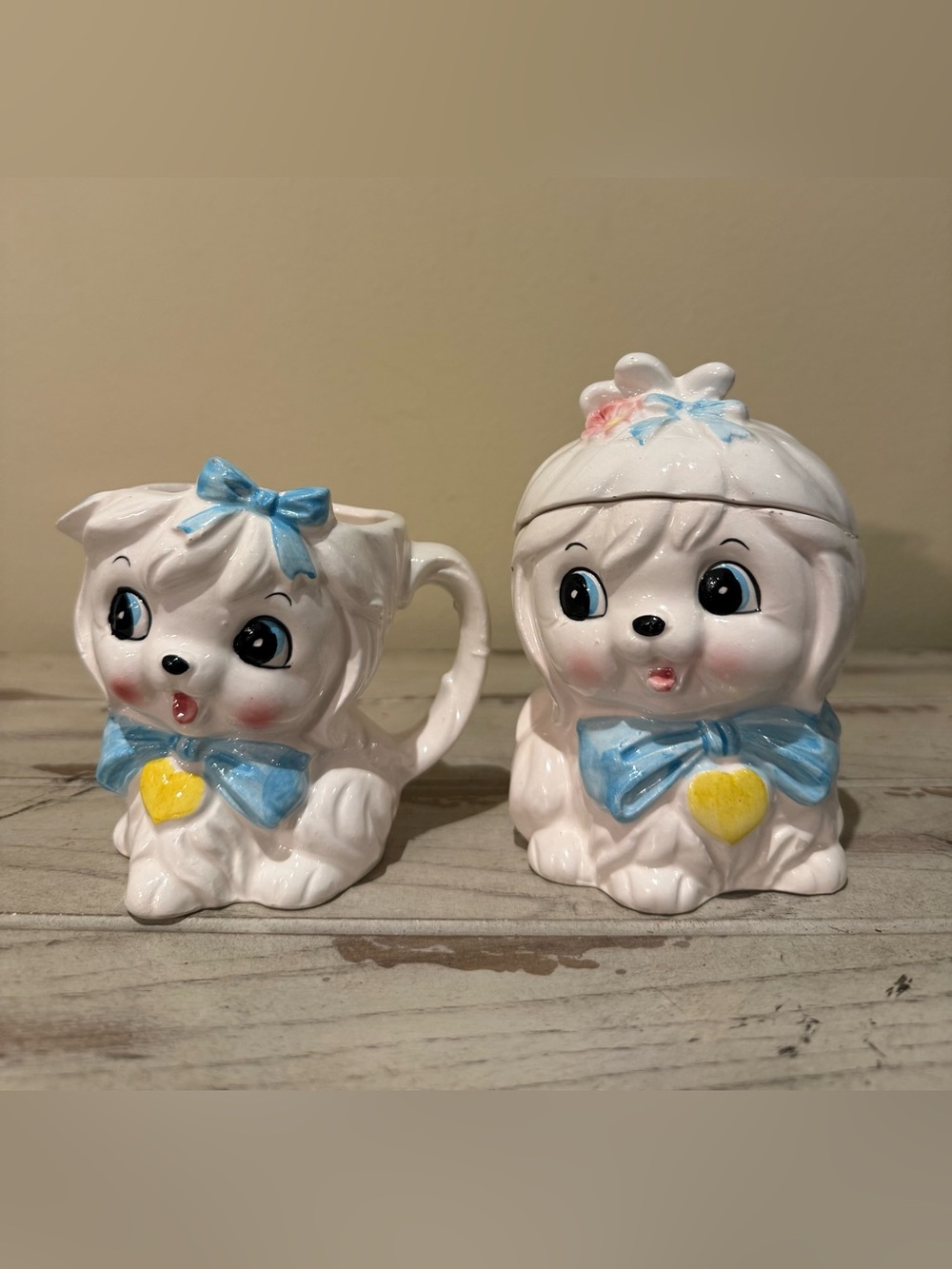 Vintage 1950s Lefton Mr. Toodles Puppy Dog
Creamer & Sugar Set Retro Kitsch